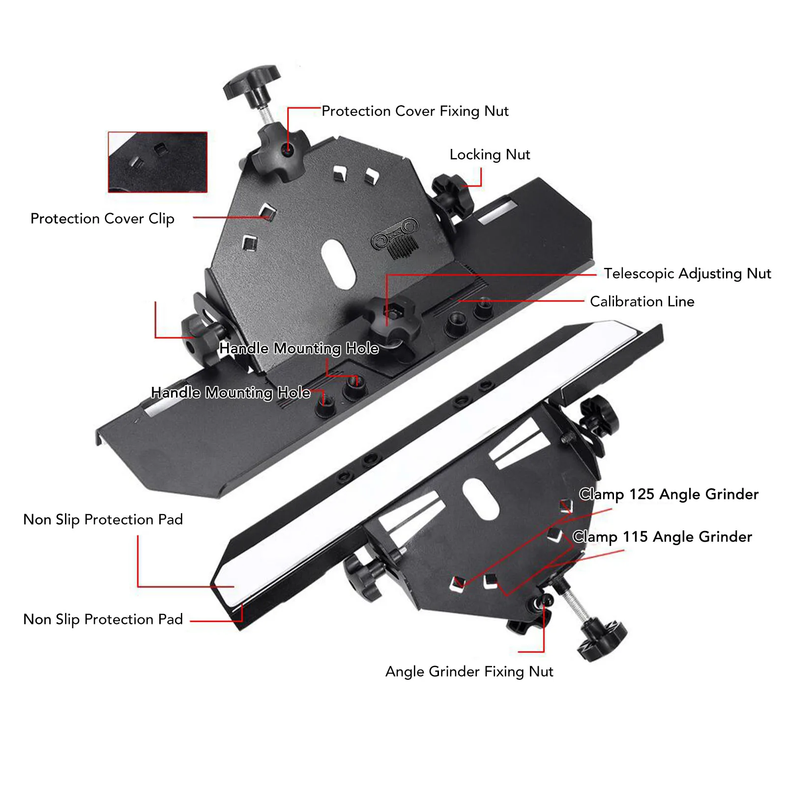 45 Degree Chamfer Bracket for Angle Grinder Cutting Grinding Machine Ceramic Tile Chamfering Tool Black Screw 45,Degree,Chamfer