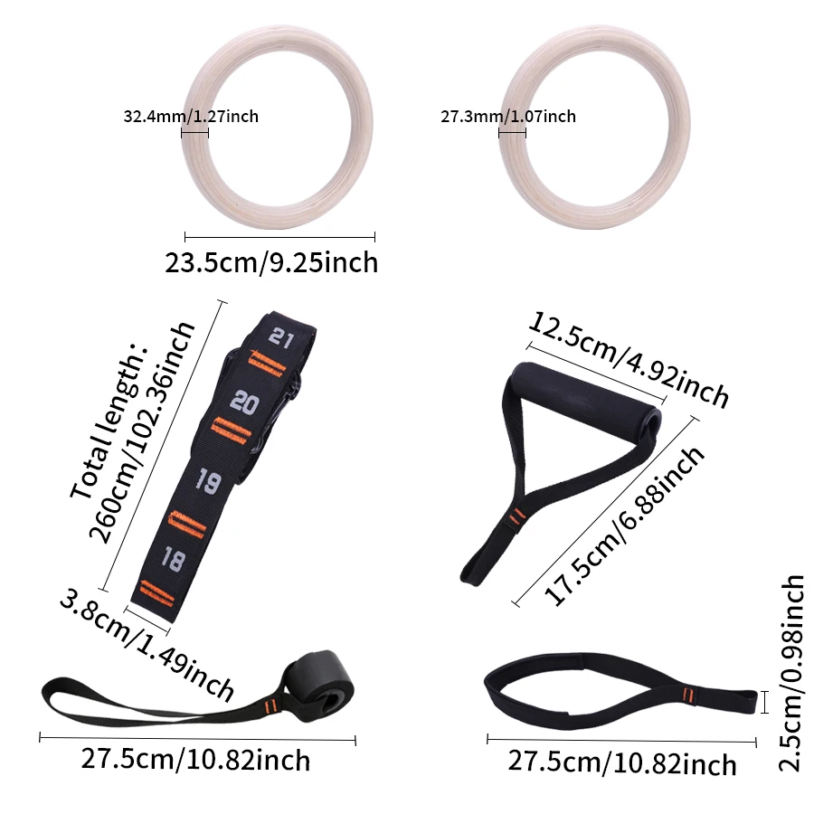 Indoor Gymnastics Fitness Rings Sports Rings Birch Set 1 set gymnastic rings