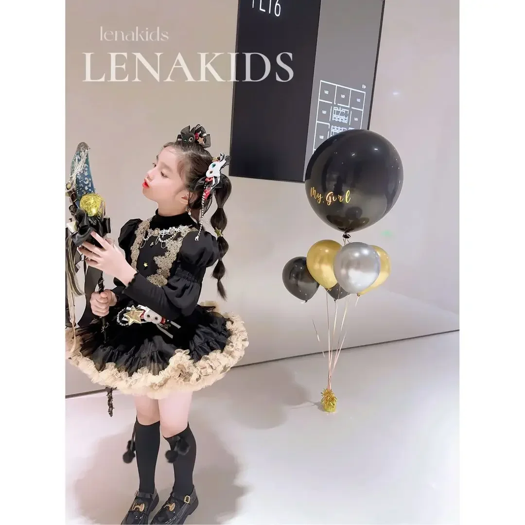 Girls' winter and autumn clothes new foreign style heavy industry temperament Lolita princess dress