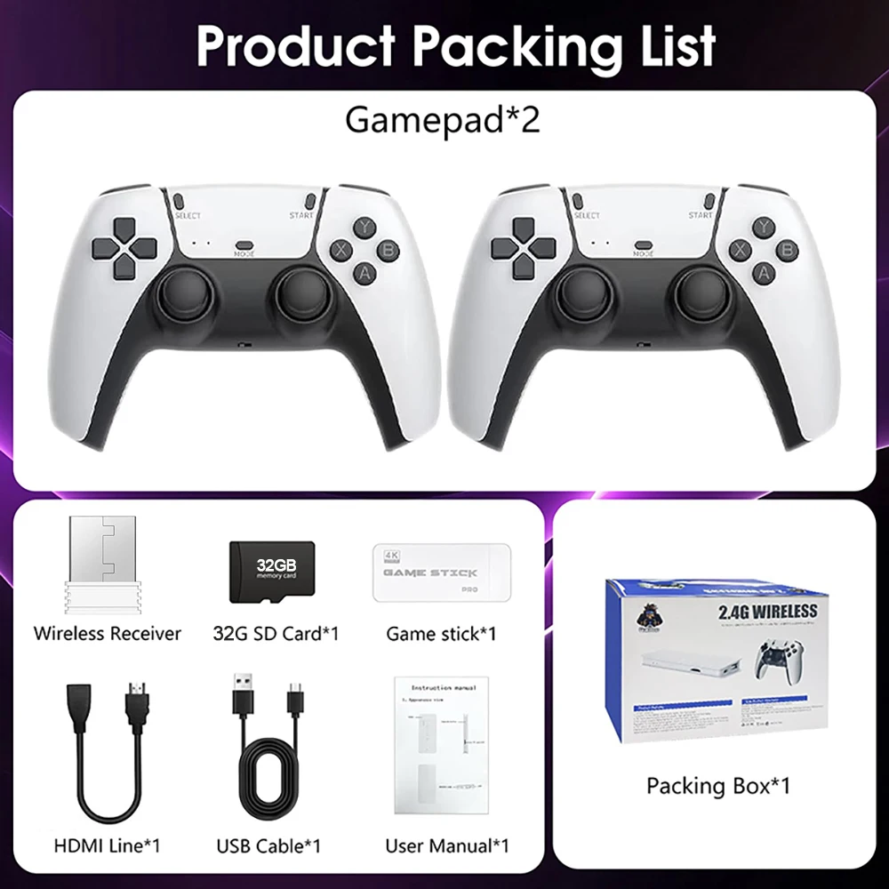 40000 jeu vidéo M15 4k pro bâton de jeu 64g console 2.4g double sans fil 4k contrôleur rétro jeu TV bâton jeux classiques rétro