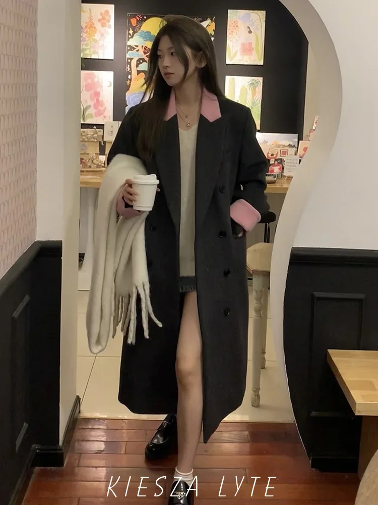 

Пальто женское Шерстяное в стиле Парижа, Осень-зима 2024