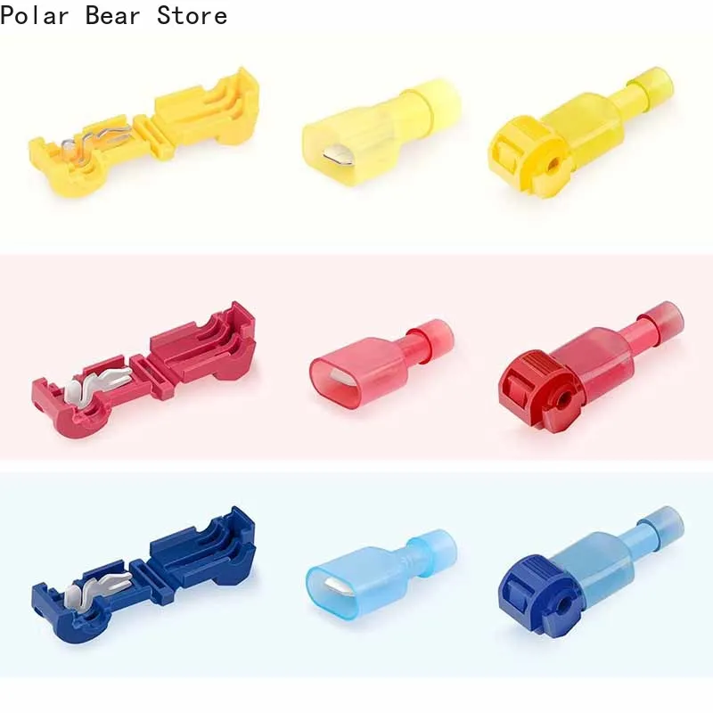 

3 Color 120PCS Box T-Tap Connector Quick Electrical Cable Connector Snap Splice Lock Wire Terminal Crimp Wire Blue Yellow Red