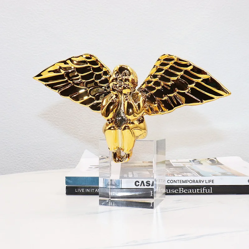 

Nordic creative resin crystal angel ornaments model room sales department study room desktop porch soft decoration