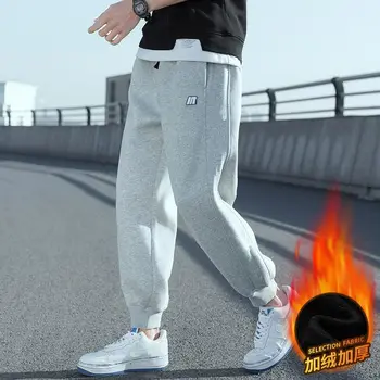 Pantaloni della tuta in velluto di peluche per uomo inverno 1/2 nuovi uomini autunno inverno legare sport pantaloni casual in tinta unita ispessiti 1