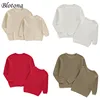 Blotona 1PC Mommy and Me Matching Sweaters Solid Color Knitted Long Sleeve Round Neck Warm Pullover Tops for Autumn Winter 1