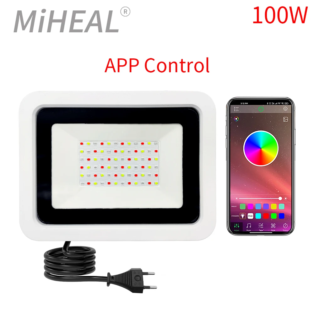 Led RGB Flood Light 50W 100W IP68 Outdoor Spotlight 220V RGB Reflector Projector Lamp With APP/Remote control