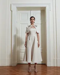 Elegant Beads Cape Evening Dresses 2023 Strapless A-Line Pocket Prom Dresses Elegant Party Gown Vestidos De فساتين مناسبة رسمية