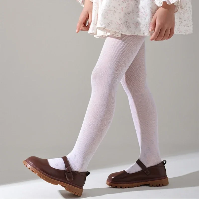 Cherry Print Children Girls Pantyhose Summer Thin Mesh Baby Girls Tight Long Stockings for 3-12 Years Girl Princess Socks kids pantyhose ballet tights fishnet stockings