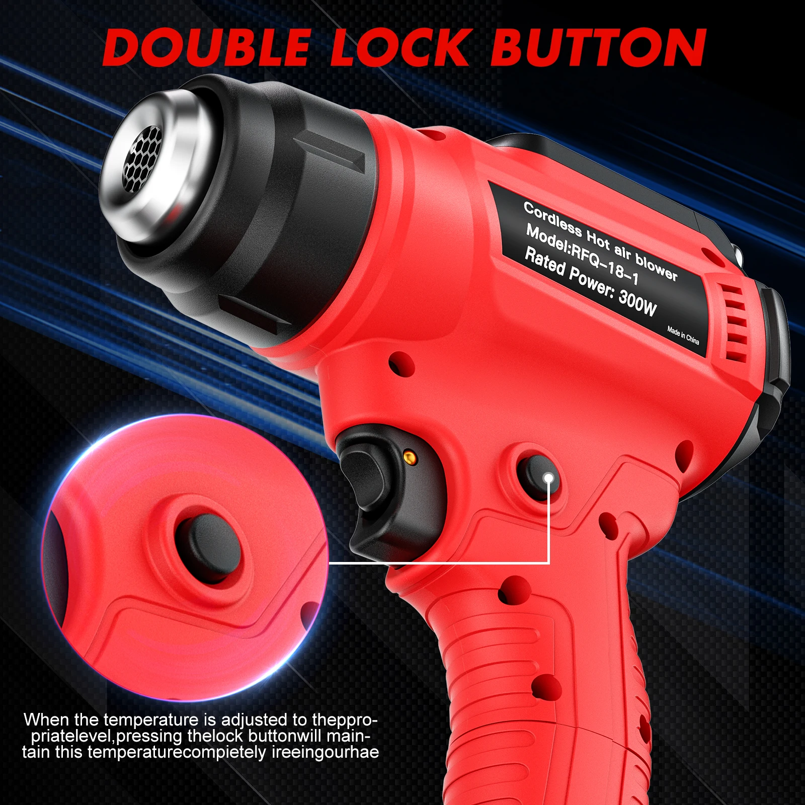 Kabellose Heißluftpistole für Makita, DEWALT, Ryobi, Milwaukee, Bosch 18V Akku-Heißluftgebläse, Industrie- und Heimwerker-Werkzeug – Detail 13