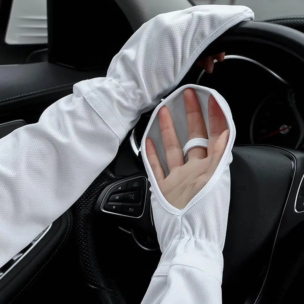 1 Pair Ice Silk Arm Sleeves Women Driving Sunscreen Loose Breathable