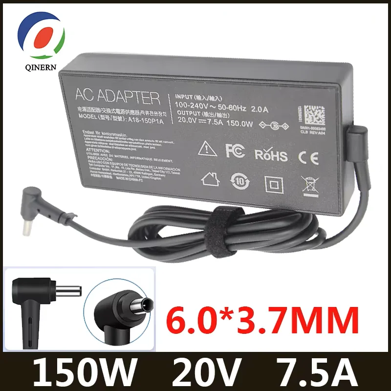 High-Power 20V 150W Universal Laptop Charger with 6.0*3.7mm Connector