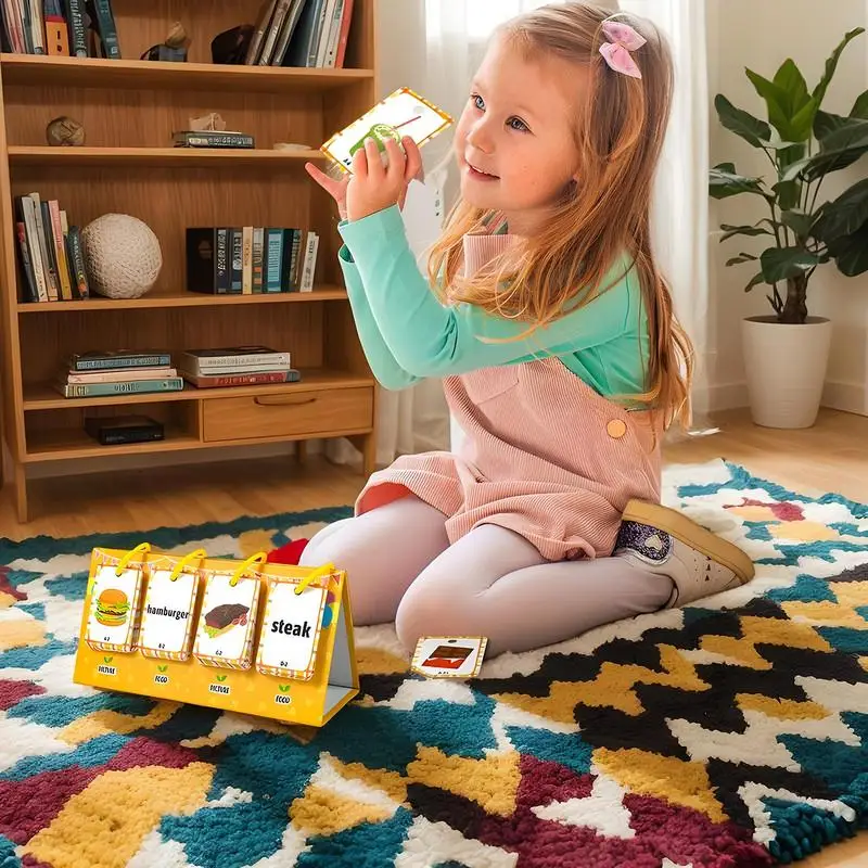 Flash Cards Toddler Food Recognition Preschool Toys Cognitive Toy For Toddler Learning Double Sides Cards For Language