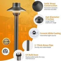 Solid Brass Mini Shade Path Lights LED 12V Low Voltage Outdoor Waterproof IP65 ETL Patio Garden Pathway Yard Lawn Driveway 2