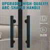 Corner Shower Doors 36.7 in. X 72 in. Neo-Round Sliding Shower Door in Black Finish, 1/4 in. Clear Glass Shower Door 4