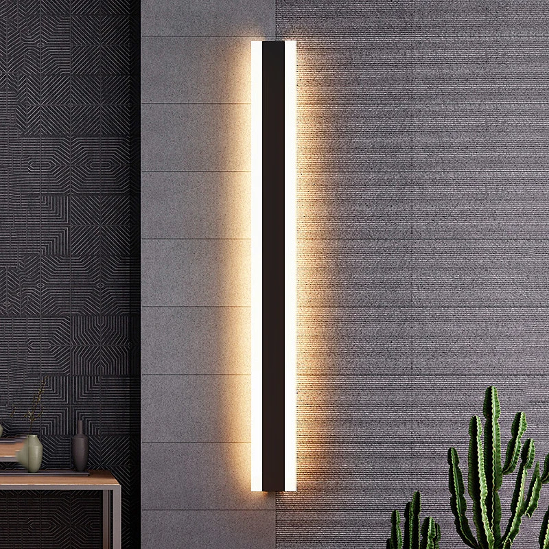 야외용 롱 스트립 LED 벽등 IP65 방수 알루미늄 합금 벽등 빌라 정원 현관 벽등 110V 220V 벽등 조명기구