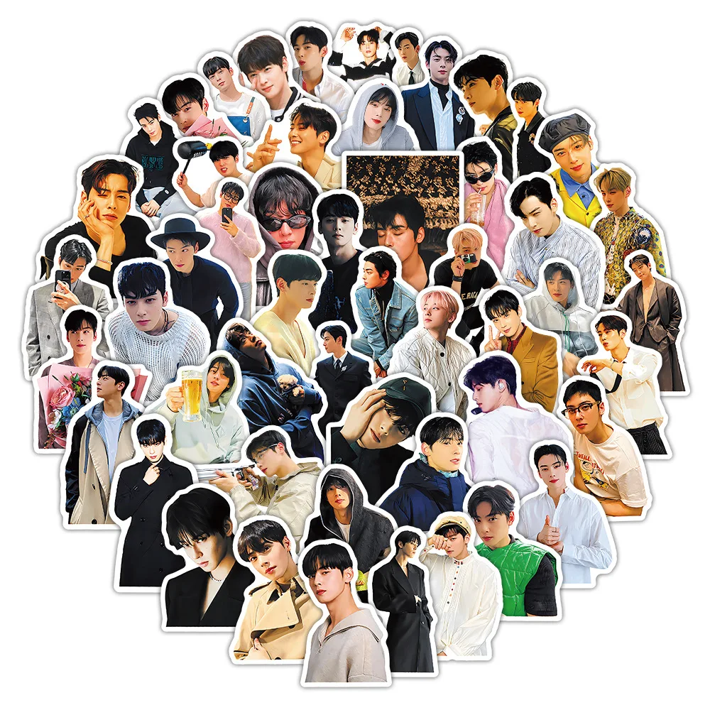 10/52PCS 한국 스타 차은우 그래피티 스티커, 높은 외관 가치의 남성 스타 데칼, 컵, 노트북, 전화기, 기타, 어린이 장난감