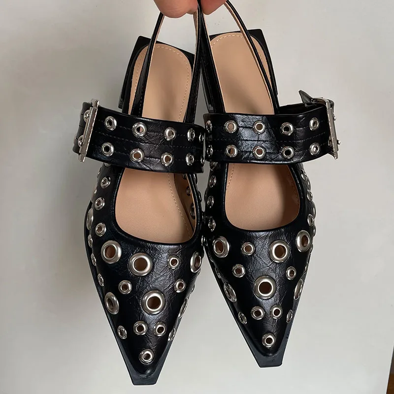 Women Slingback Sandals Women Flat Shoes Big Size Fashion Shallow Slingbacks Ladies Flats Sandals Shoes Female Pointed Toe Footwear Women Flats With Sandals Shoes