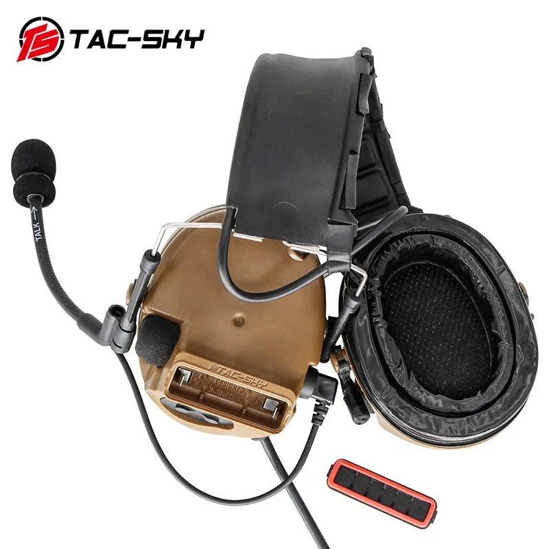 

TS TAC-SKY COMTAC Removable Headband Silicone Earcups Noise Canceling Pickup Tactical Headset COMTAC III (CB) +U94 PTT