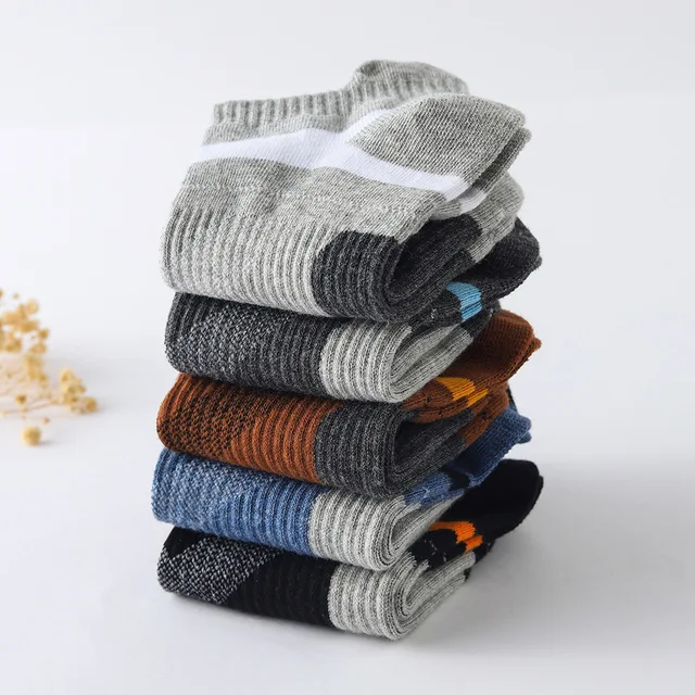 1pc Men's Medium Cotton Socks Thickened Sweat Absorbing Sports Socks Outdoor Wear-resistant Shock Absorption Running Socks 3