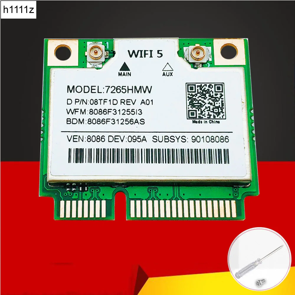 1167Mbps 7265HMW MINI PCIE Wifi Card Dual Band 2.4G + 5G Wifi Wireless Mini PCI E Network Card