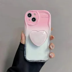 Love Heart Gradient Chain Phone Case Cover for Realme C12 C25 C25S (2)