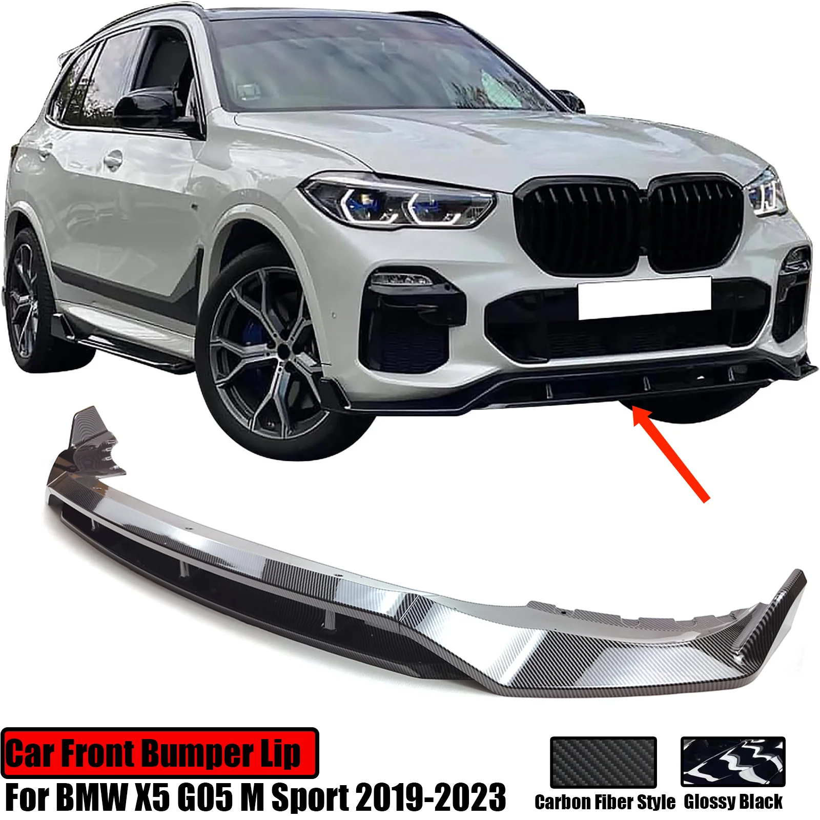 

For 2019-2023 BMW X5 G05 M Sport Car Front Bumper Lip Splitter Spoiler Guard Protector Exterior Body Kit Car Accessories 4 PCS