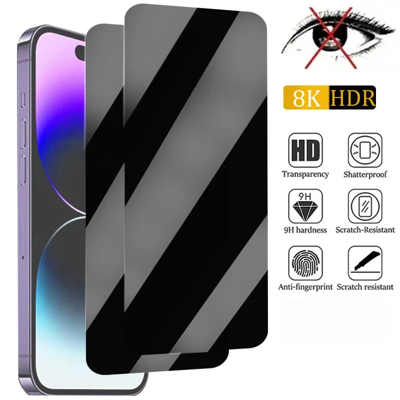 

1-3Pcs Privacy Screen Protector for iPhone 14 13 11 12 Pro Max Mini 7 8 Plus Anti-spy Protective Glass for iPhone 15 X XR XS SE