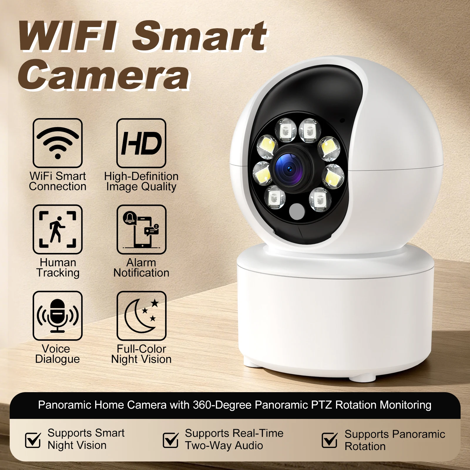 8MP 4K WiFi Security Indoor Camera 10X Digital Zoom Pan Tilt IP Camera Ai Automatic Tracking Night Vision Intercom Security 1