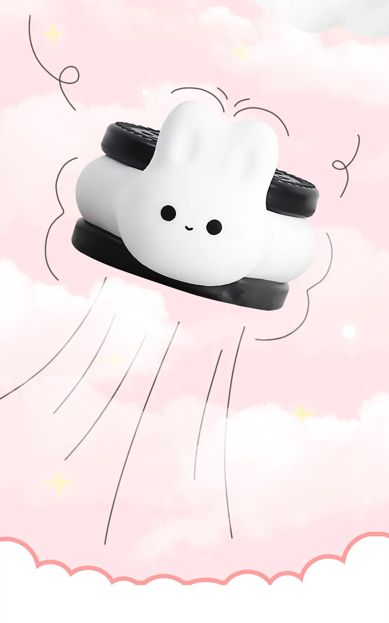 USB Rechargeable Timer Switch LED Night Light Cute Biscuit Rabbit Lamp For Kids Bedroom Dimming Table Pat Lamps Birthday Gift