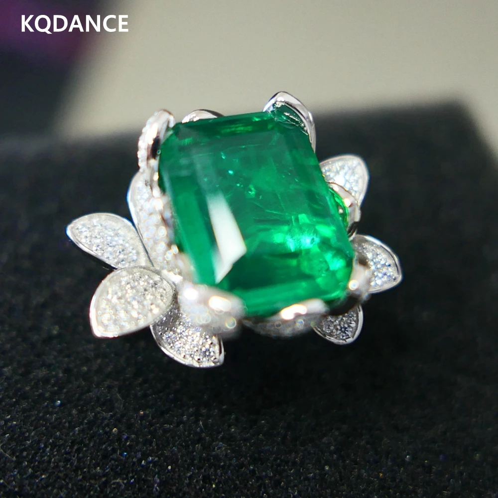 Lovely Rectangle Ring - Green Emerald Gem | Silver Embrace Jewelry D148