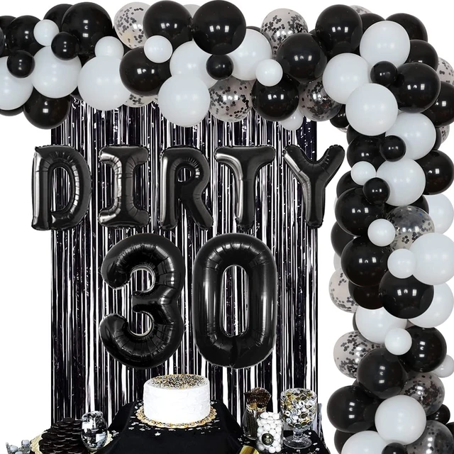 Decoraciones de fiesta de cumpleaños negro y dorado, 50 piezas, kit de  guirnalda de arco de globos dorados y negros, decoración de pancarta de  fondo