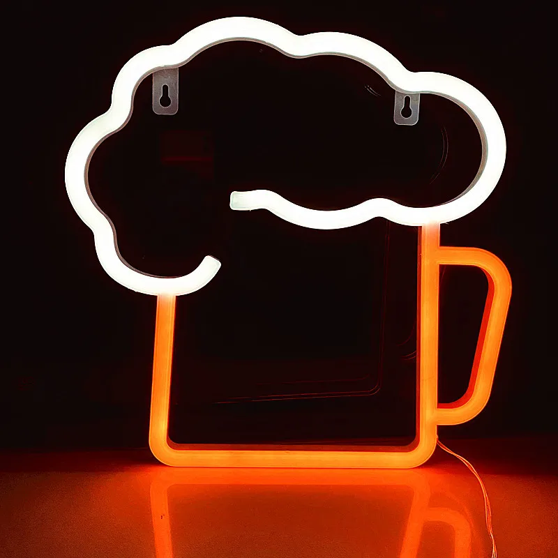 Neon Beer Glass Lamp LED Glowing Festival Decoration Desktop Atmosphere KTV Bar Home Party Decor Gift