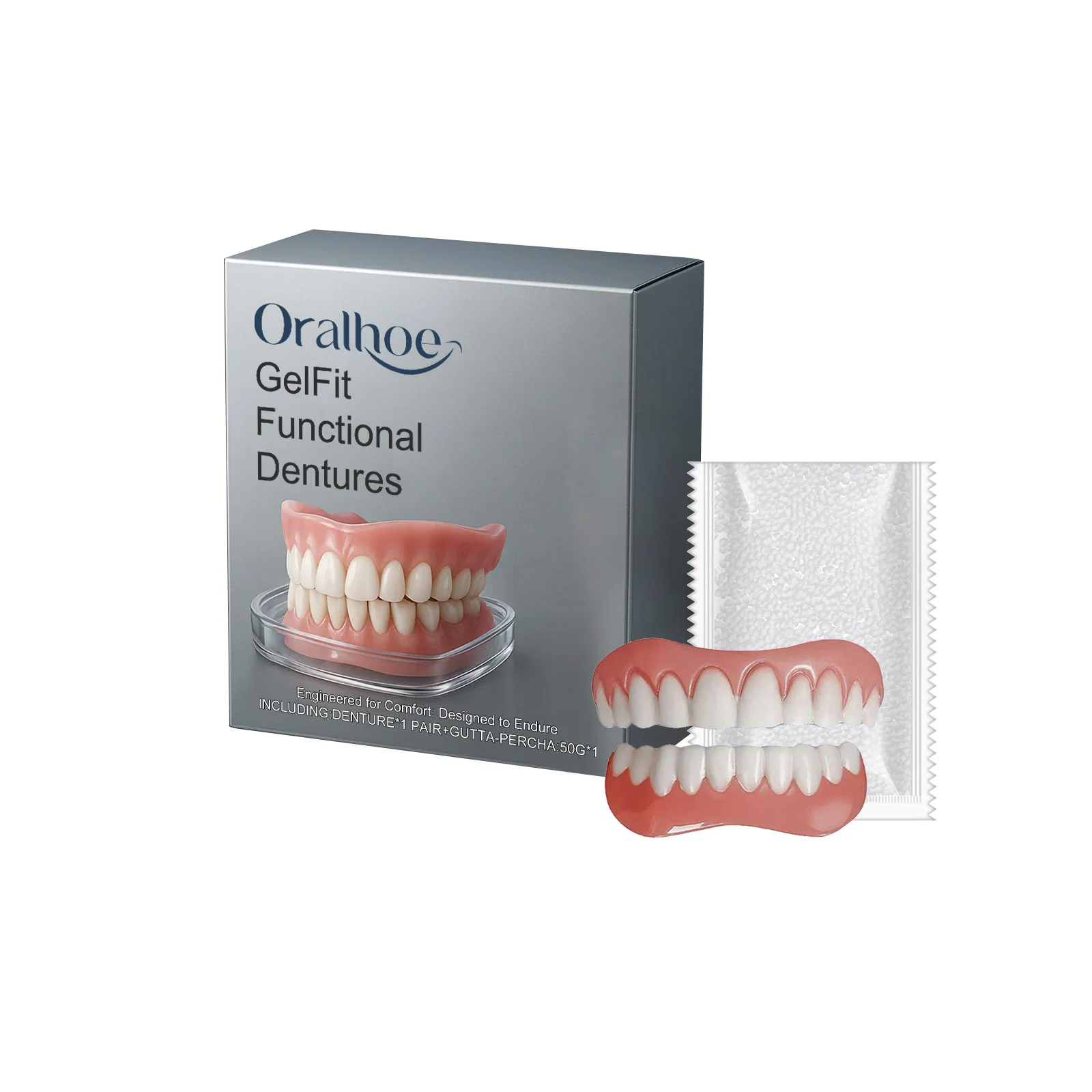 Denture Silicone Kit Dentures Teeth: A denture set that comfortably fills tooth gaps and enhances smile aesthetics.