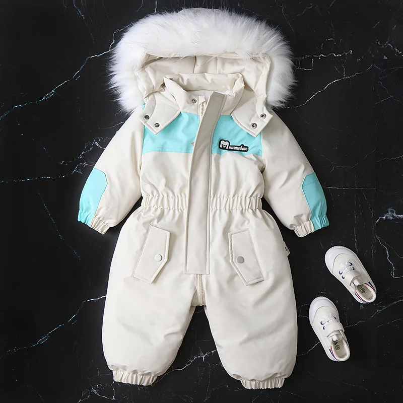 Baby Boys Jumpsuit Winter Children Clothing Set Thicken Plus Velvet Baby Ski Suit Warm Boys Overalls Bodysuit for Girl 1-4 Years