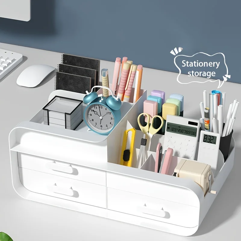 Makeup Storage Box Drawer Dormitory Finishing Plastic Shelf Large Makeup Capacity Cosmetics Skin Care Dressing Table Desktop 5