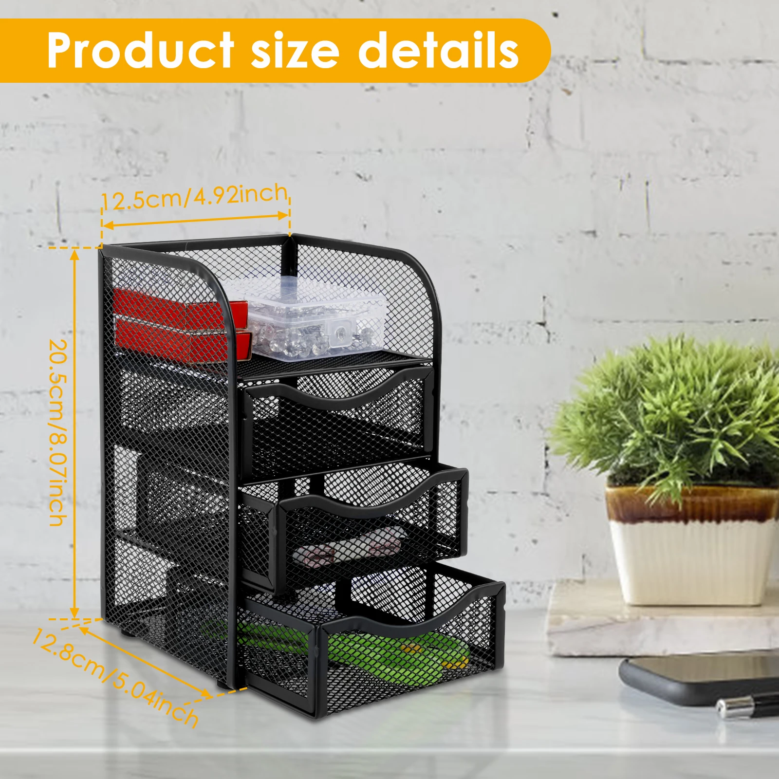 4 Layer Mesh Desk Organizer Large Capacity Stationery Organizer Box Drawer Multifunctional Office Supplies for Home School