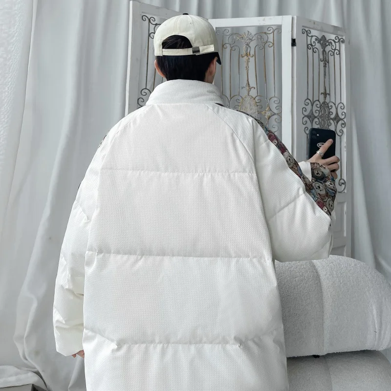 2023 Winter New Stand Collar Cotton-Padded Coat Men's Outwear Warm Down Jacket Youth Loose Thick Parkas Plus Size M-5XL Clothing