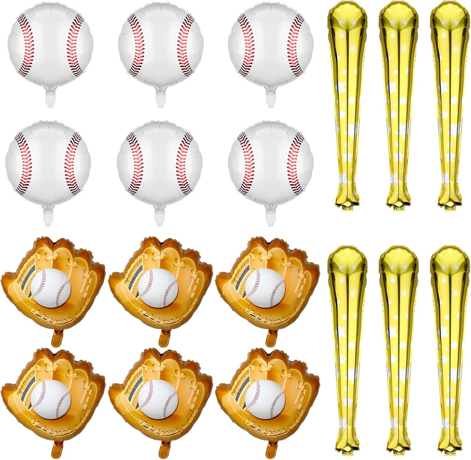 18 Stück Baseball-Aluminiumfolienballons, Handschuhe, Baseballschläger, Ball für Geburtstag, Sport-Themenparty, Dekoration, Kinderspielzeug