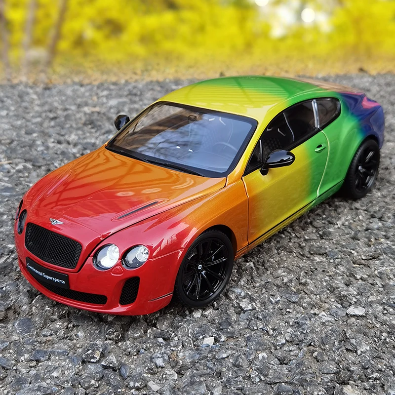 WELLY Diecast 1:18 Car Bentley Continental Supersports Limited Edition Rainbow Livery Model Metal Racing Sport Car Alloy Toy Car
