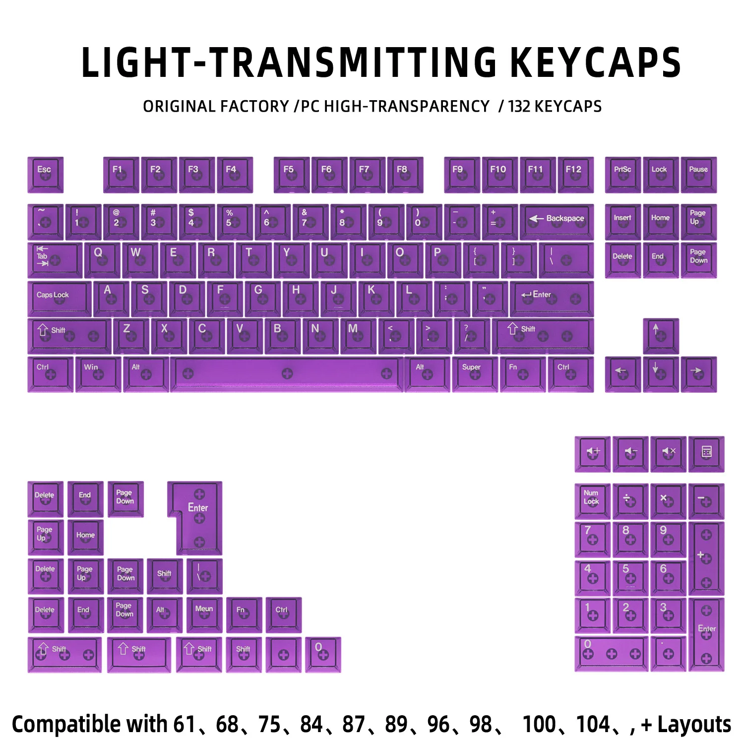 Vibrant Multicolor Cherry Profile Transparent Keycaps Set