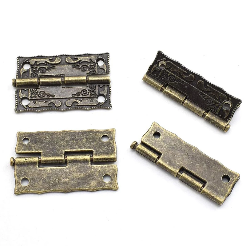 Retro Bronze Alloy Carved Tower Latch Lock and Engraved Pattern Hinge for Decorative Cabinet Small Wooden Jewelry Box Project cabinet door hinges furniture hinge cabinet hinges wooden box hinge brass hinges bronze butterfly hinges
