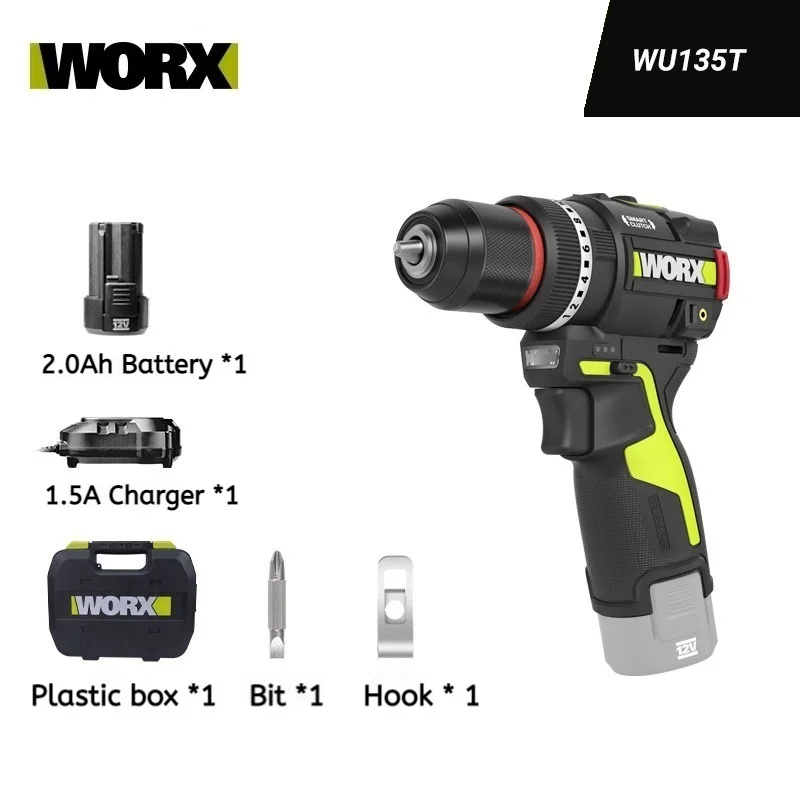 WORX WU135T 50N·m 브러시리스 스마트 임팩트 드릴 12V 고토크 소형 무선 리튬 드릴