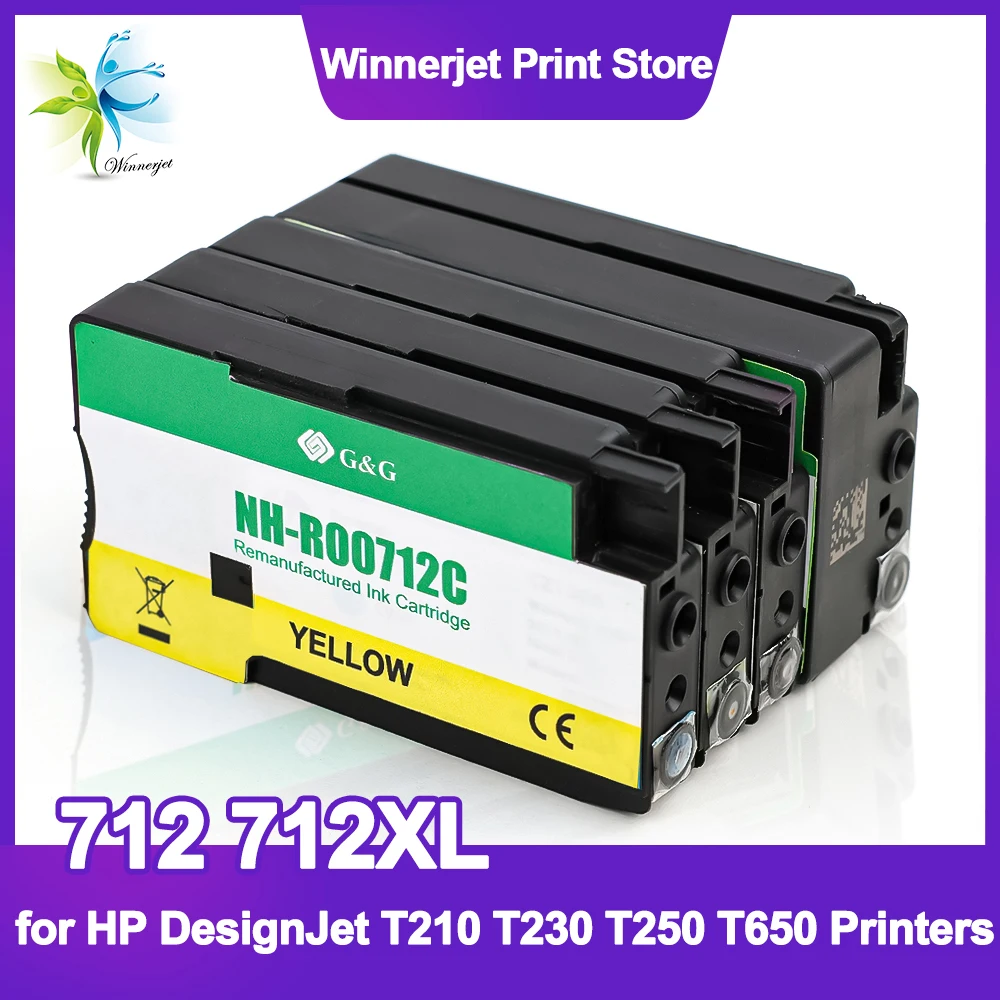 712 Xl 712Xl Cartuccia Di Inchiostro A Getto D'Inchiostro Rigenerata Per Stampanti Hp Designjet T210 T230 T250 T630 T650 Con Chip Una Tantum