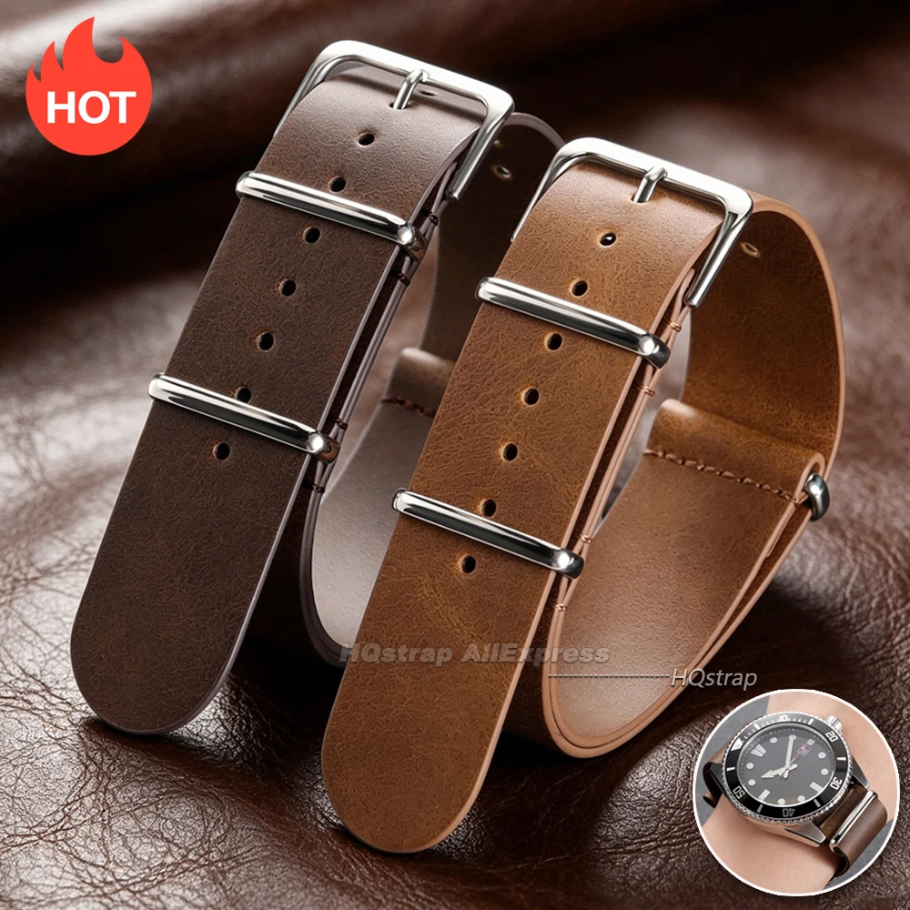 Vintage Leather Sport Watch Strap - Soft Replacement Wristband
