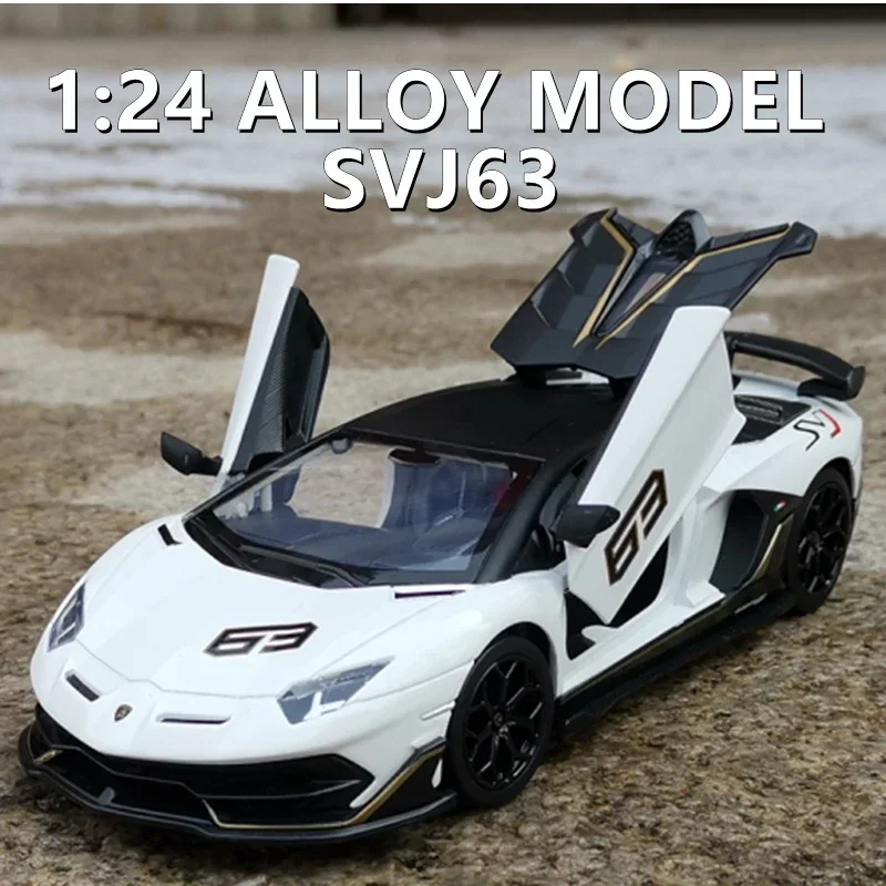 

1:24 Lamborghini Aventador SVJ 63 Alloy Racing Car Diecasts Metal Toy Car Model Collection Sound And Light Childrens Gifts