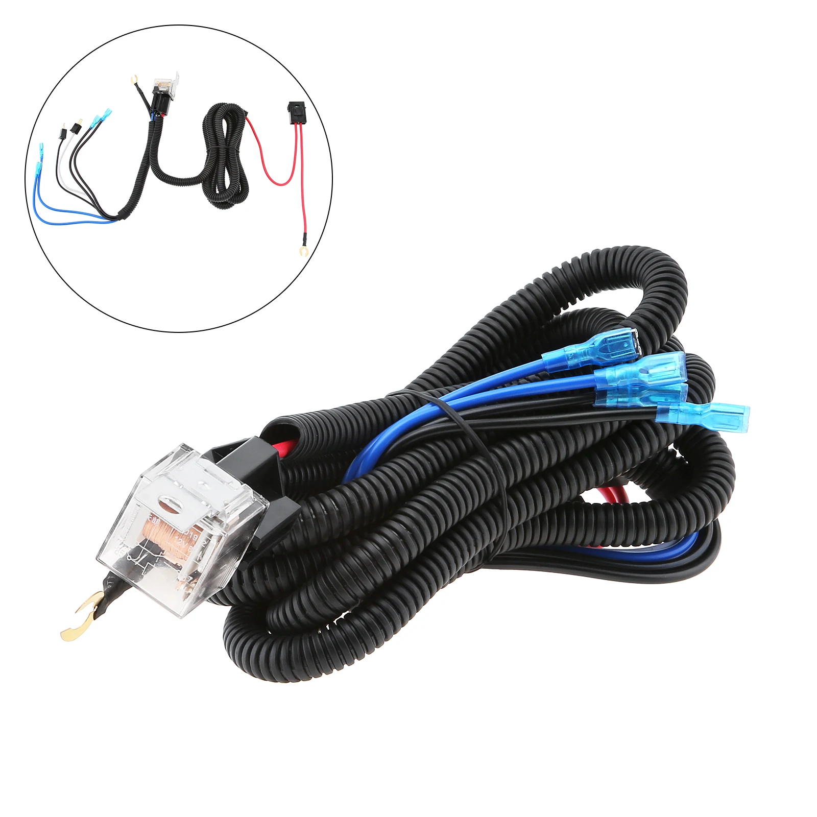 12V 4 Pin Car Snail Horn SPST Speaker Wiring Harness Kit for Automotive Truck with Relay Socket Durable Speaker Harness