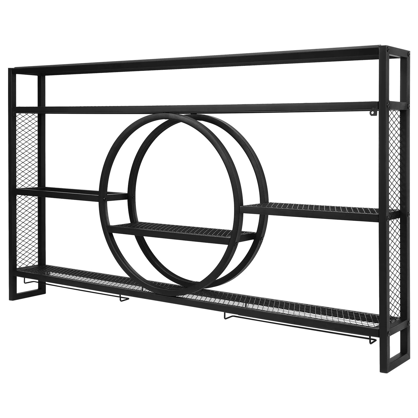 Wall Mounted Metal Wine Storage Rack with LED Light