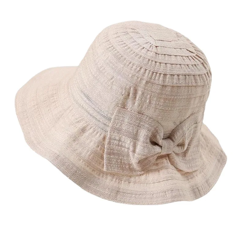 Women Bow Sun Hat With Wide Brim Foldable Removable Summer Sunscreen Anti UV Protection Fisherman Hat Lady Breathable Panama sun hat women hat