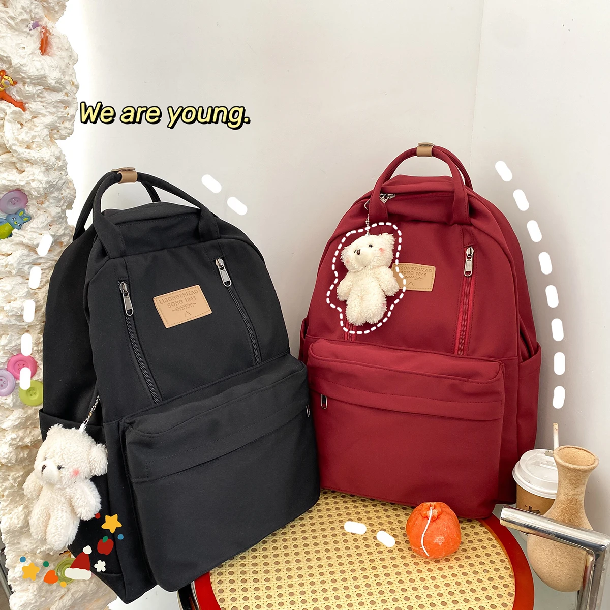 Diehe Solid Color Women Backpack High Quality Youth Waterproof Backpack for Teenage Girls Female School Shoulder Bagpack