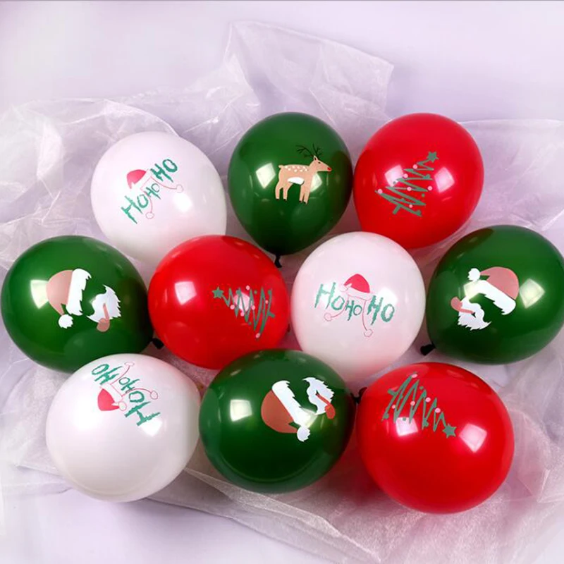 thumbnail image 1 of 20 piezas/30 piezas de globos navideños de 10 pulgadas, globos verdes y rojos para fiestas, cumpleaños, decoraciones navideñas para el hogar, globos de nieve de Papá Noel, 1 of 5